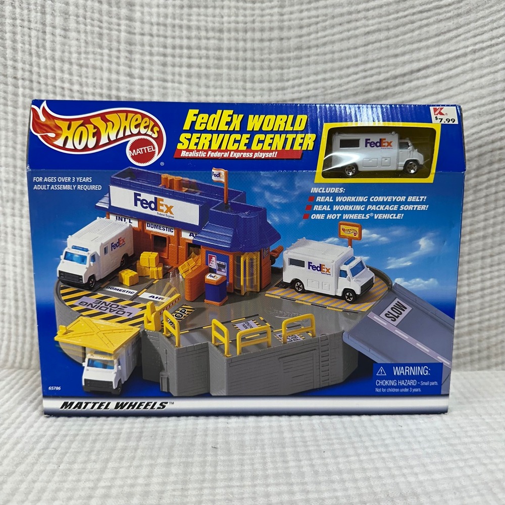 Hot Wheels FedEx World Service Center Playset Realistic Federal Express 65786